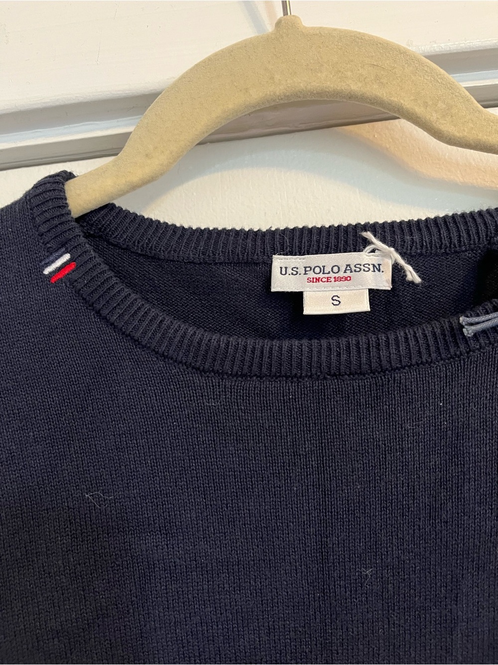 U.S. Polo Assn. Navy blue Crewneck Sweater with Red Polo logo small - Picture 3 of 4